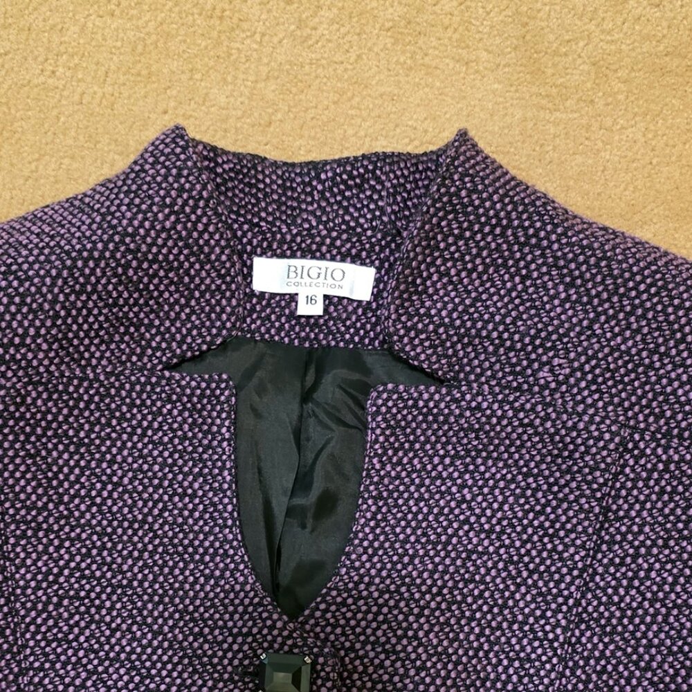 Women's BIGIO COLLECTION Tweed Purple Blazer Suit Jacket Plus Size 16 EUC - Picture 6 of 7